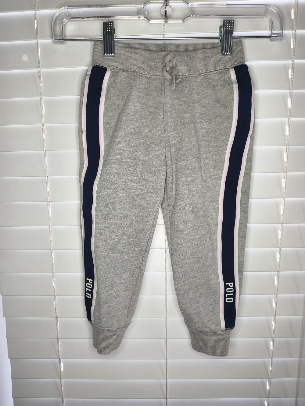 Polo Ralph Lauren Kids Sweatpants Gray Joggers Track Pants Striped Logo Comfy 3T